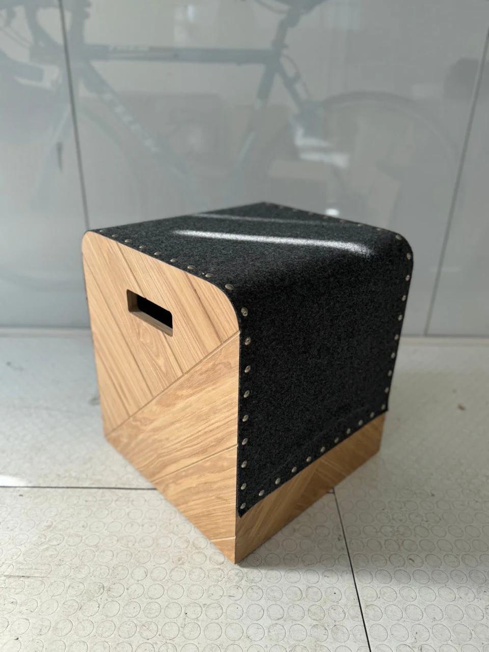 Wooden bespoke stools with stud detail - Image 10