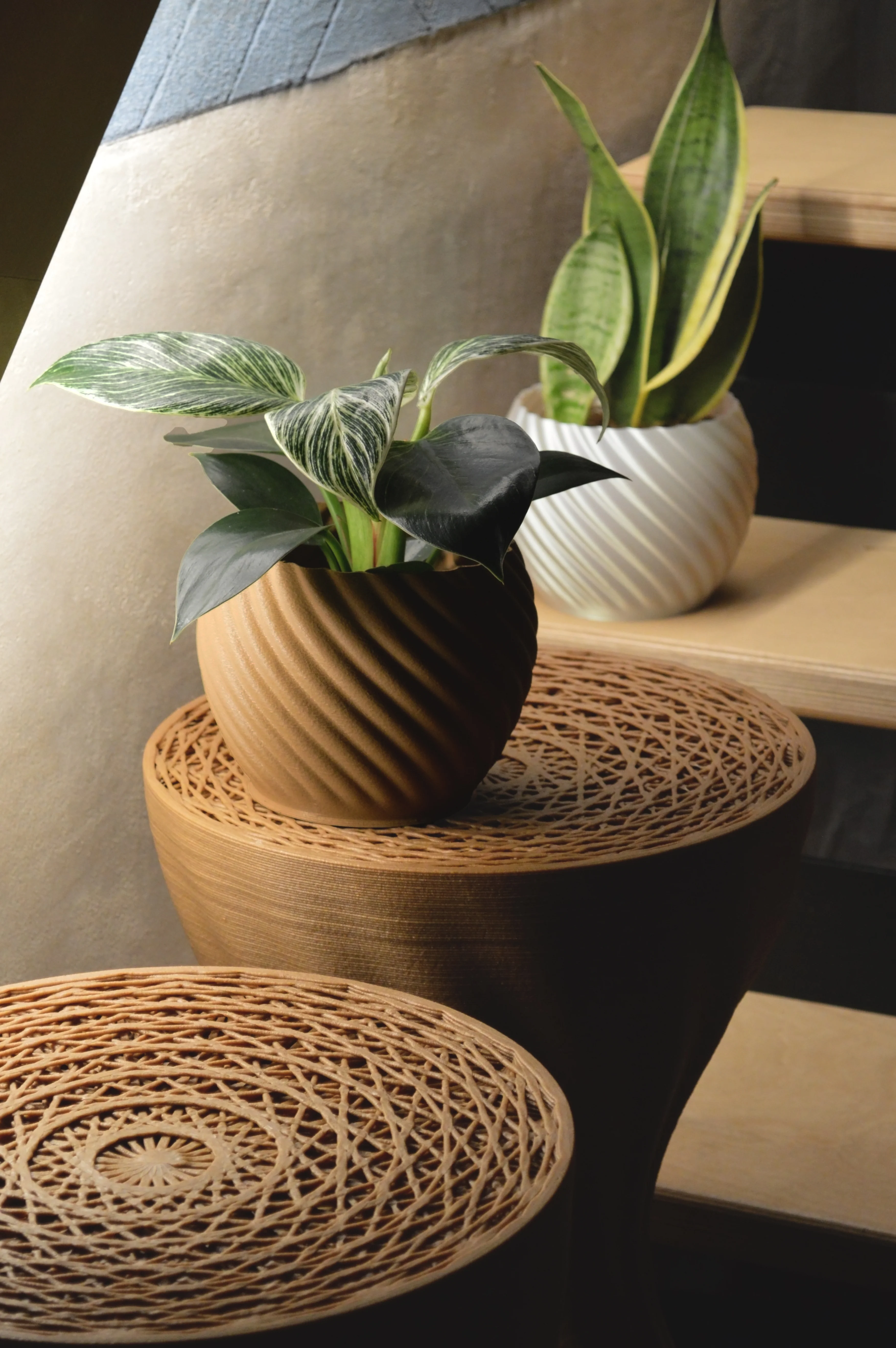 Mandala Large Stool Brown Wood - Image 3